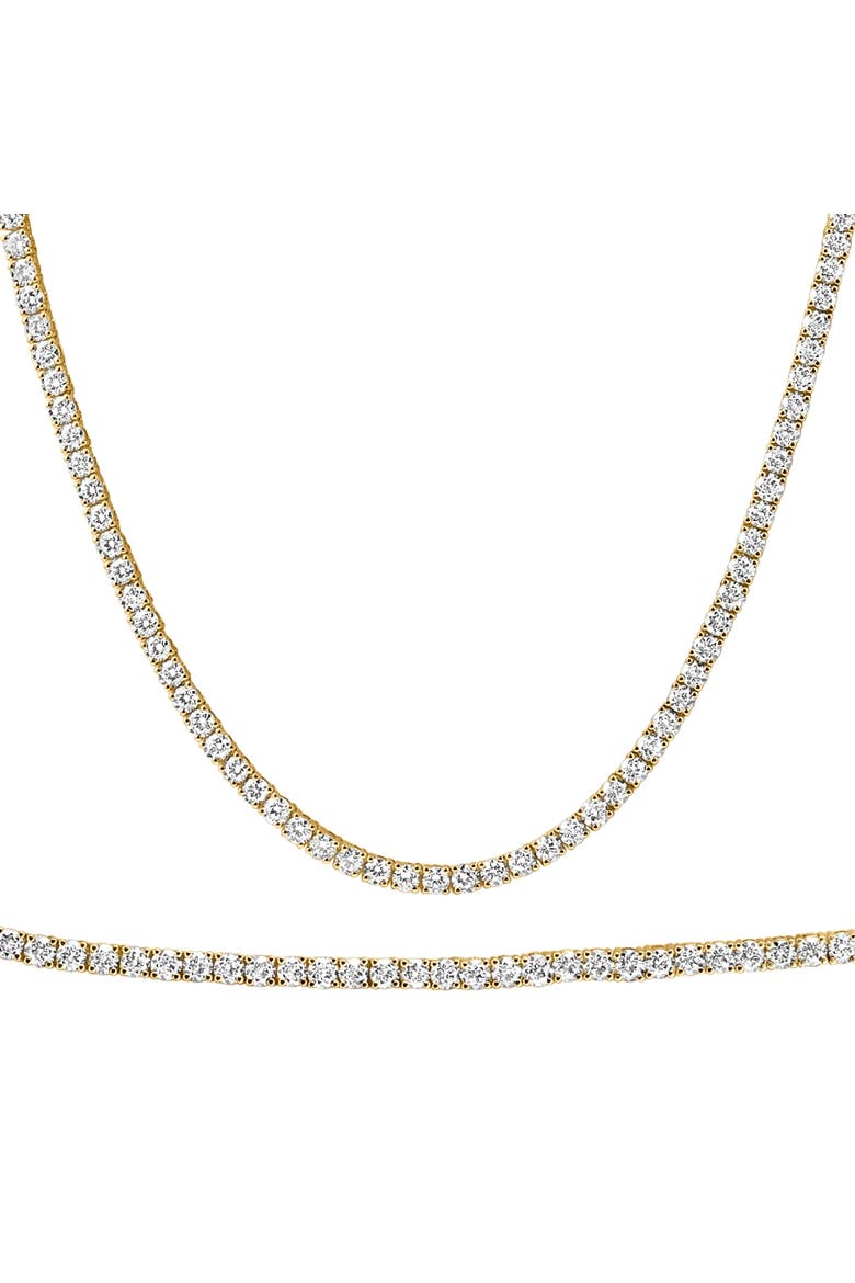 20Ct Round Diamond Tennis Necklace 14k Gold Lab Grown, Main, color, 14k Yellow Gold