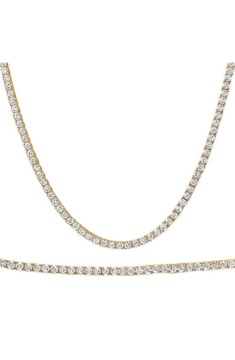 Bliss Diamond 20Ct Round Diamond Tennis Necklace 14k Gold Lab Grown, Main, color, 14K Yellow Gold
