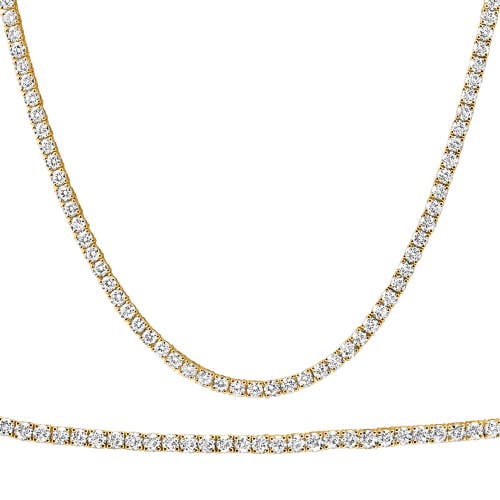 Bliss Diamond 20Ct Round Diamond Tennis Necklace 14k Gold Lab Grown in 14K Yellow Gold at Nordstrom, Size Medium