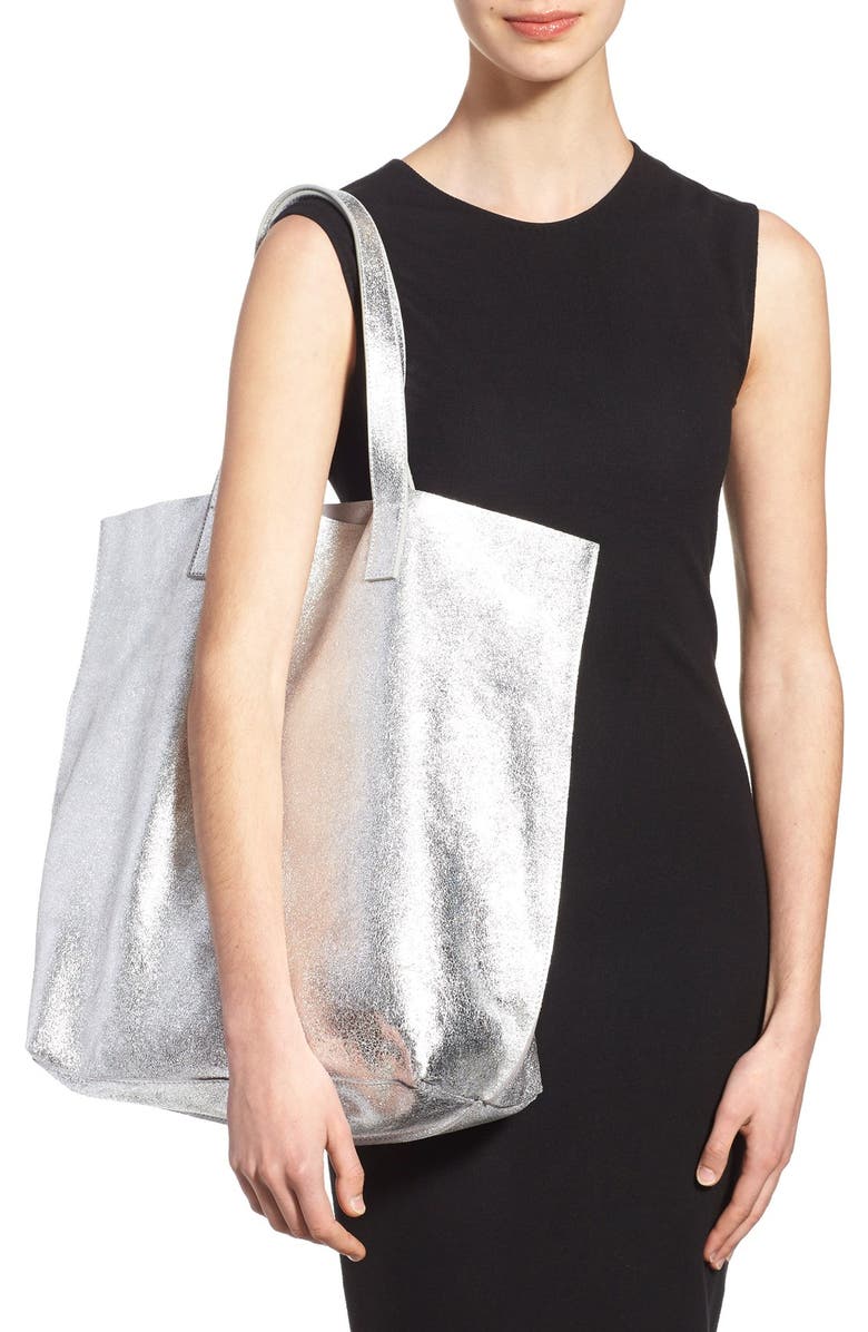 Street Level Metallic Leather Tote, Alternate, color,