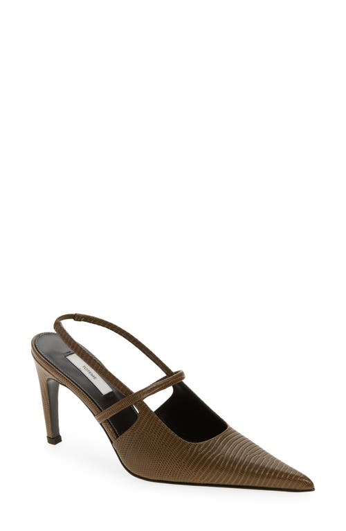 Totême Toteme Lizard Embossed Sharp Pointed Toe Slingback Pump