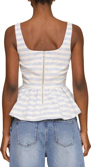 Stripe Peplum Cotton Blend Top