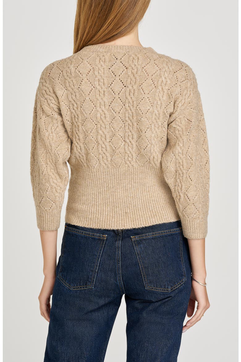 x Sara Walker Miranda Velvet Pointelle Sweater, Alternate, color, OATMEAL