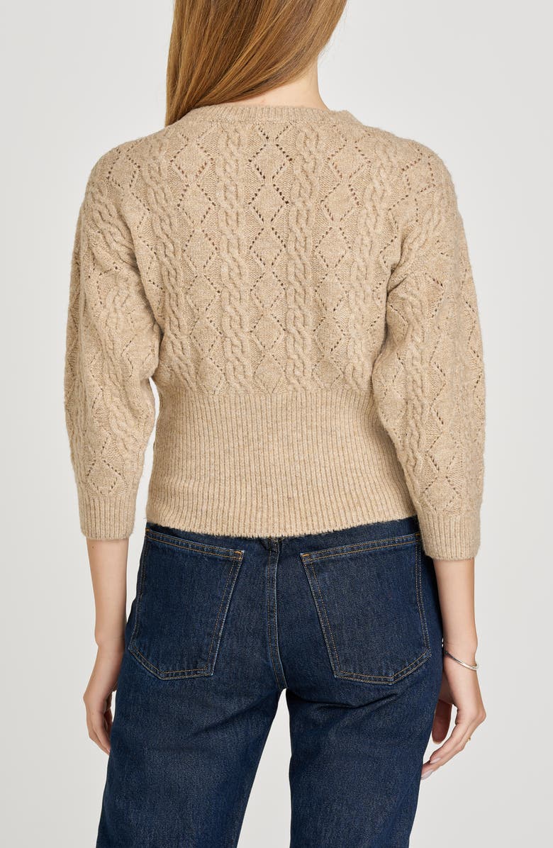 WAYF x Sara Walker Miranda Velvet Pointelle Sweater, Alternate, color, Oatmeal