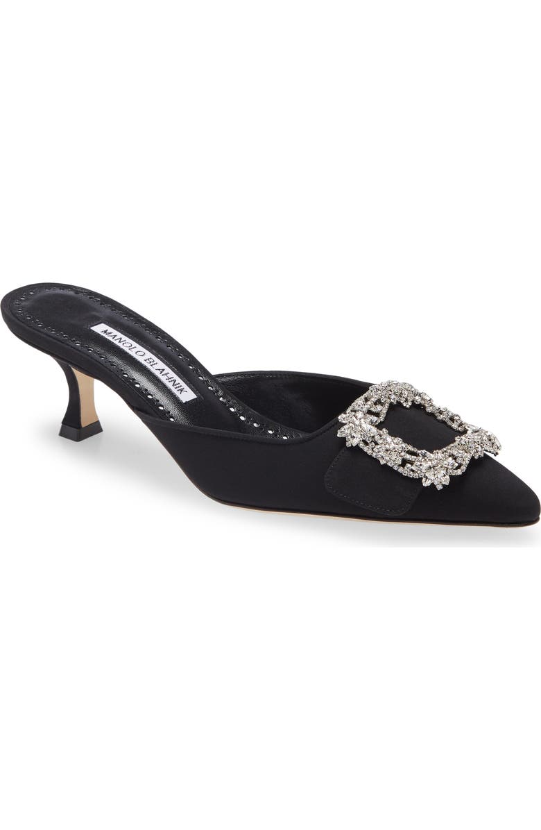 Manolo Blahnik Maysale Crystal Buckle Pointed Toe Mule, Main, color,