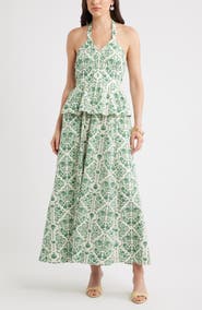 Chelsea28 Peplum Halter Dress