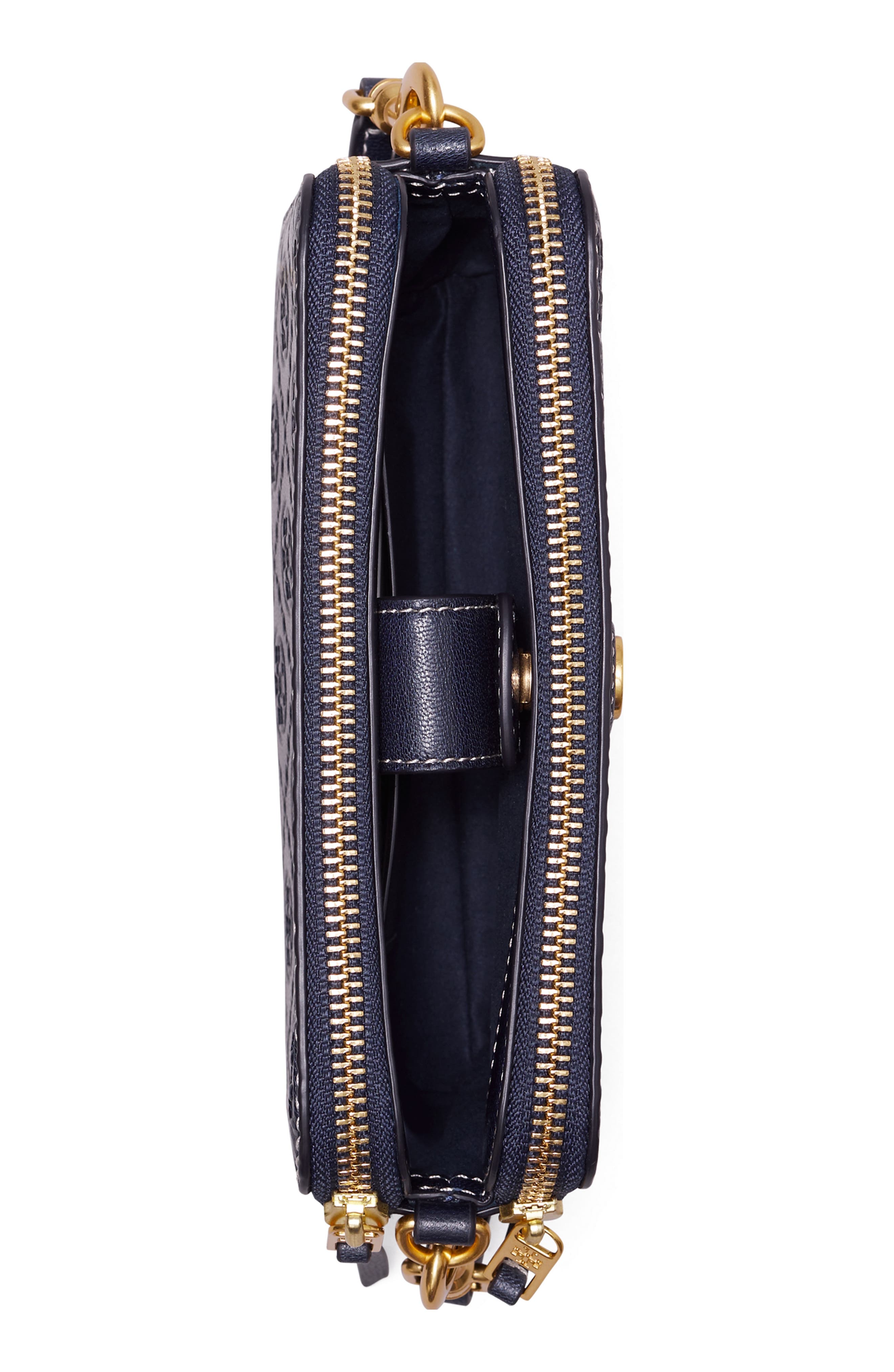 Tory Burch T Monogram Leather Double Zip Mini Bag, Alternate, color, 