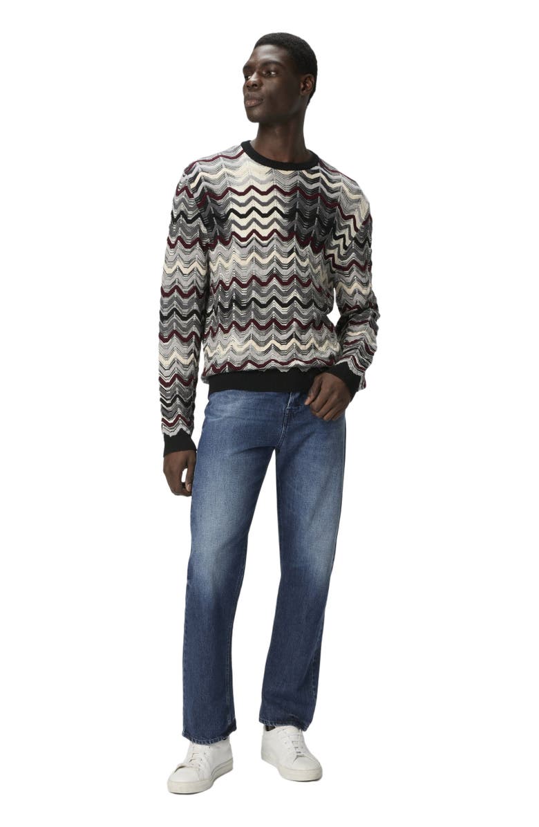 Missoni Crew Neck Sweater With Geometric Zigzag Pattern, Main, color, Grey & Red