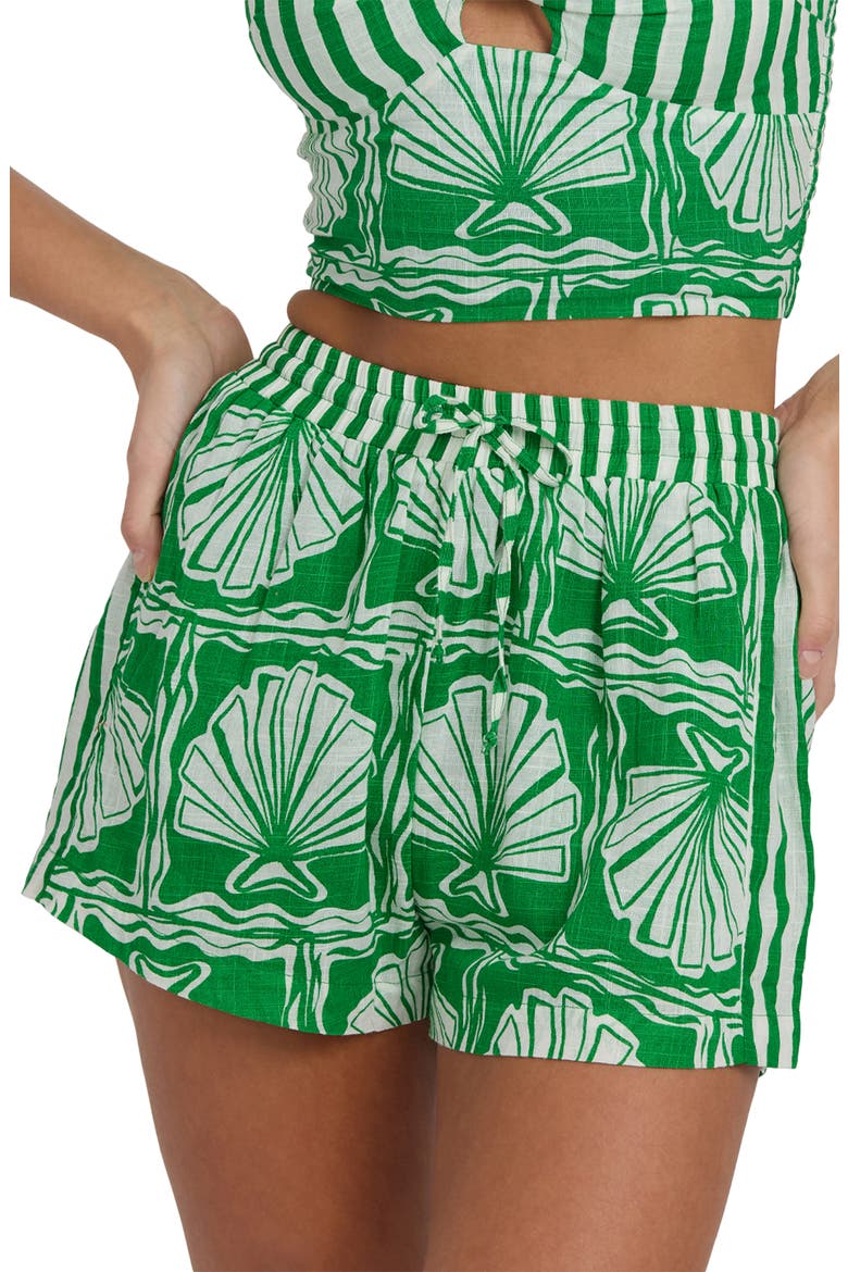 Seashell Cotton Shorts, Alternate, color, KELLY GREEN