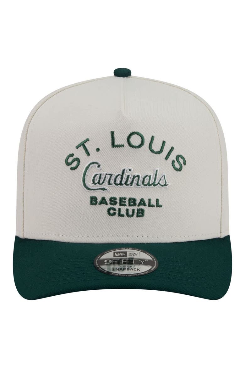 Men's New Era  Cream/Dark Green St. Louis Cardinals Chrome A-Frame 9FIFTY Snapback Hat, Alternate, color, Cream