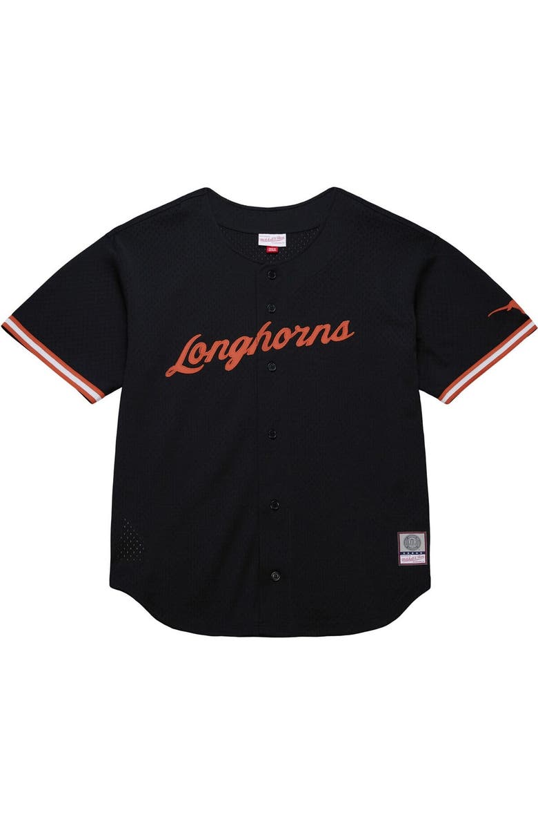 Mitchell & Ness Men's Mitchell & Ness Black Texas Longhorns On The Clock Full-Button Fashion Jersey, Alternate, color, Black