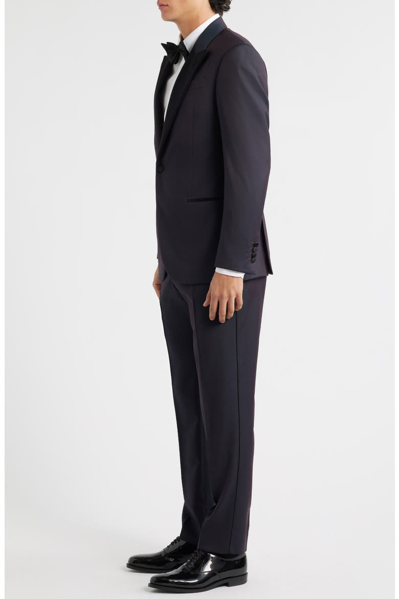 Dark Purple Peak Lapel Virgin Wool Tuxedo, Alternate, color, SOLID DARK PURPLE