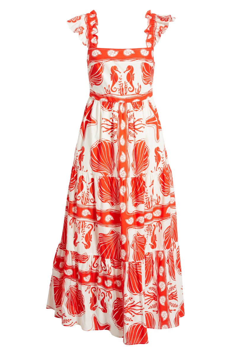 MOON RIVER Ruffle Strap Maxi Dress, Alternate, color, Red Multi