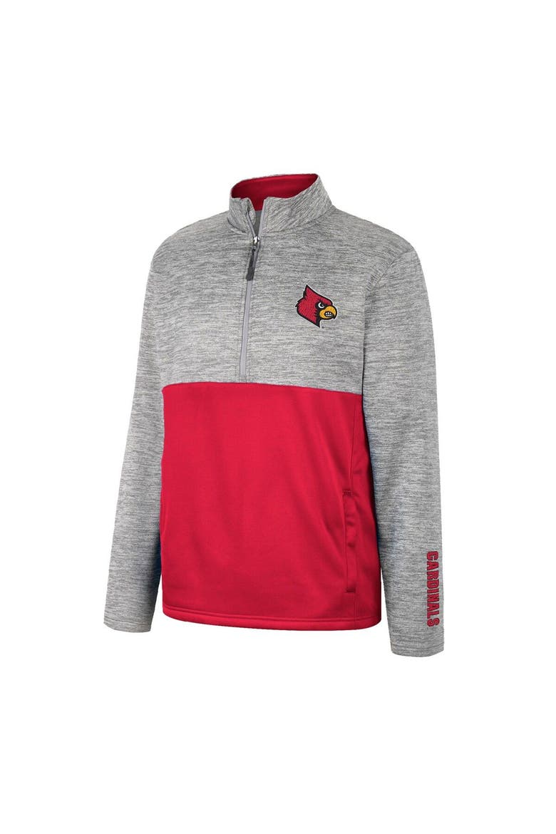 Men's Colosseum Gray Louisville Cardinals John Half-Zip Jacket, Alternate, color, Gray