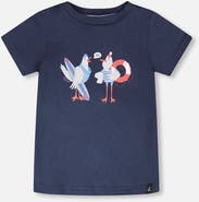 Deux par Deux Organic Cotton Seagull Graphic Print Short Sleeve T-Shirt