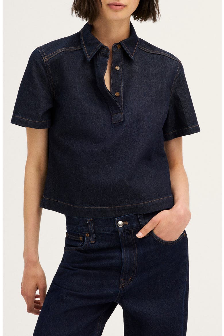 Boxy Denim Polo, Main, color, RINSE WASH