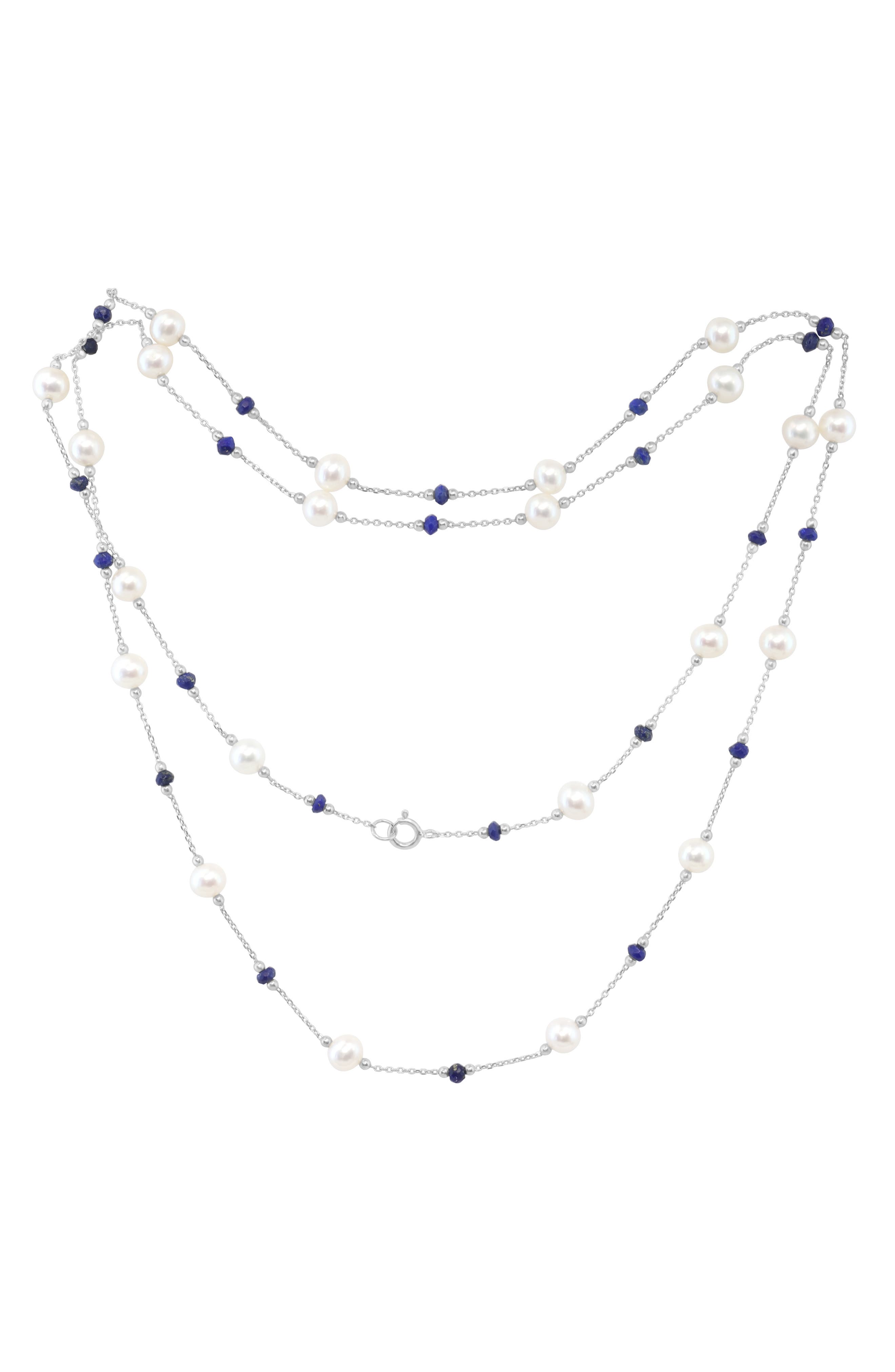EFFY Freshwater Pearl & Blue Lapis Lazuli Necklace