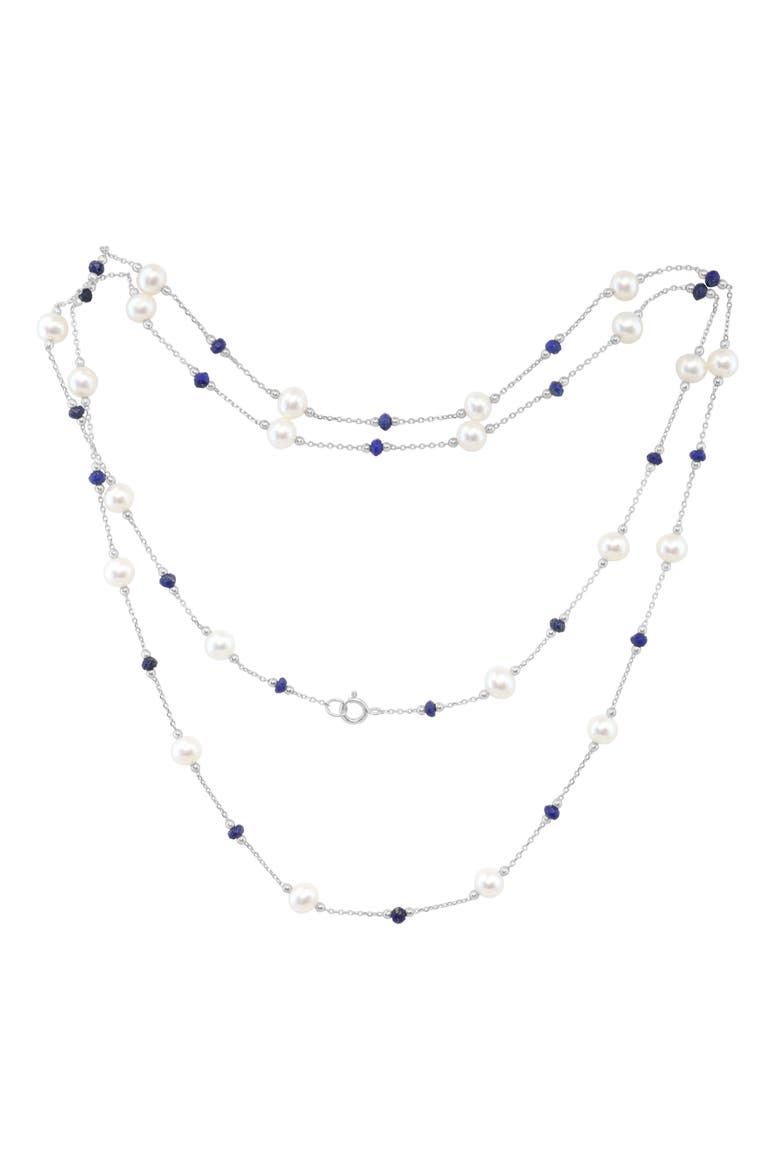 Freshwater Pearl & Blue Lapis Lazuli Necklace, Main, color, BLUE