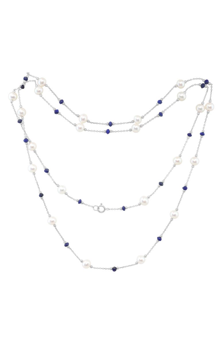 EFFY Freshwater Pearl & Blue Lapis Lazuli Necklace, Main, color, Blue