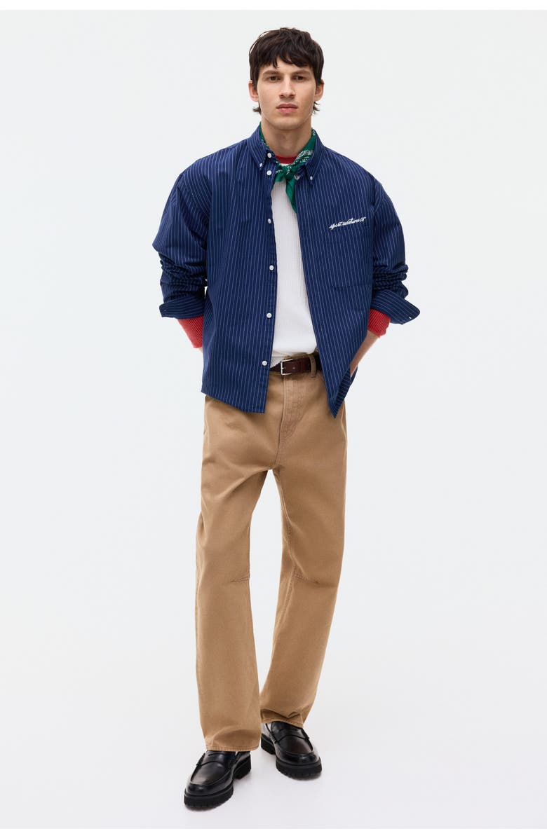 H&M Loose-fit oxford shirt, Main, color, Navy Blue/Striped