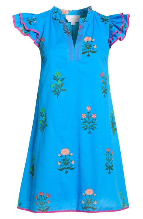 Merina Placed Floral Cotton Shift Minidress