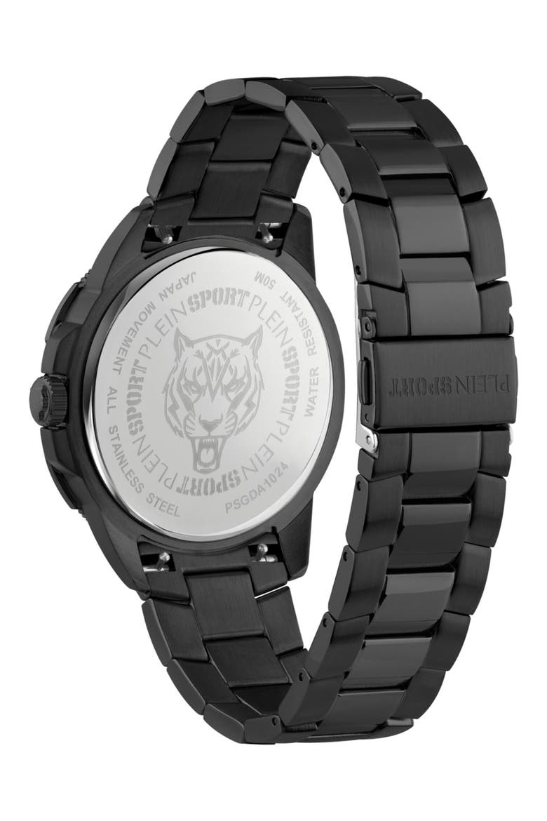 Rampage Three Hand Quartz Bracelet Watch, 44mm, Alternate, color, BLACK