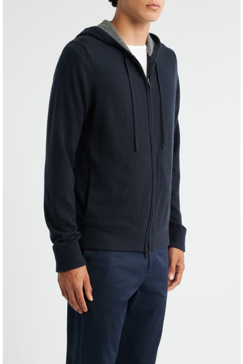 Cashmere Zip Hoodie Sweater, Alternate, color, COASTAL/ MEDIUM HEATHER GREY
