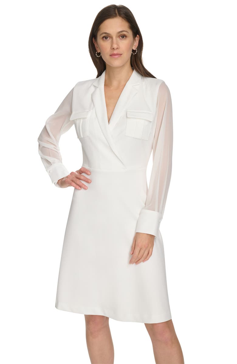 Calvin Klein Surplice Notch Lapel A-Line Dress, Alternate, color,