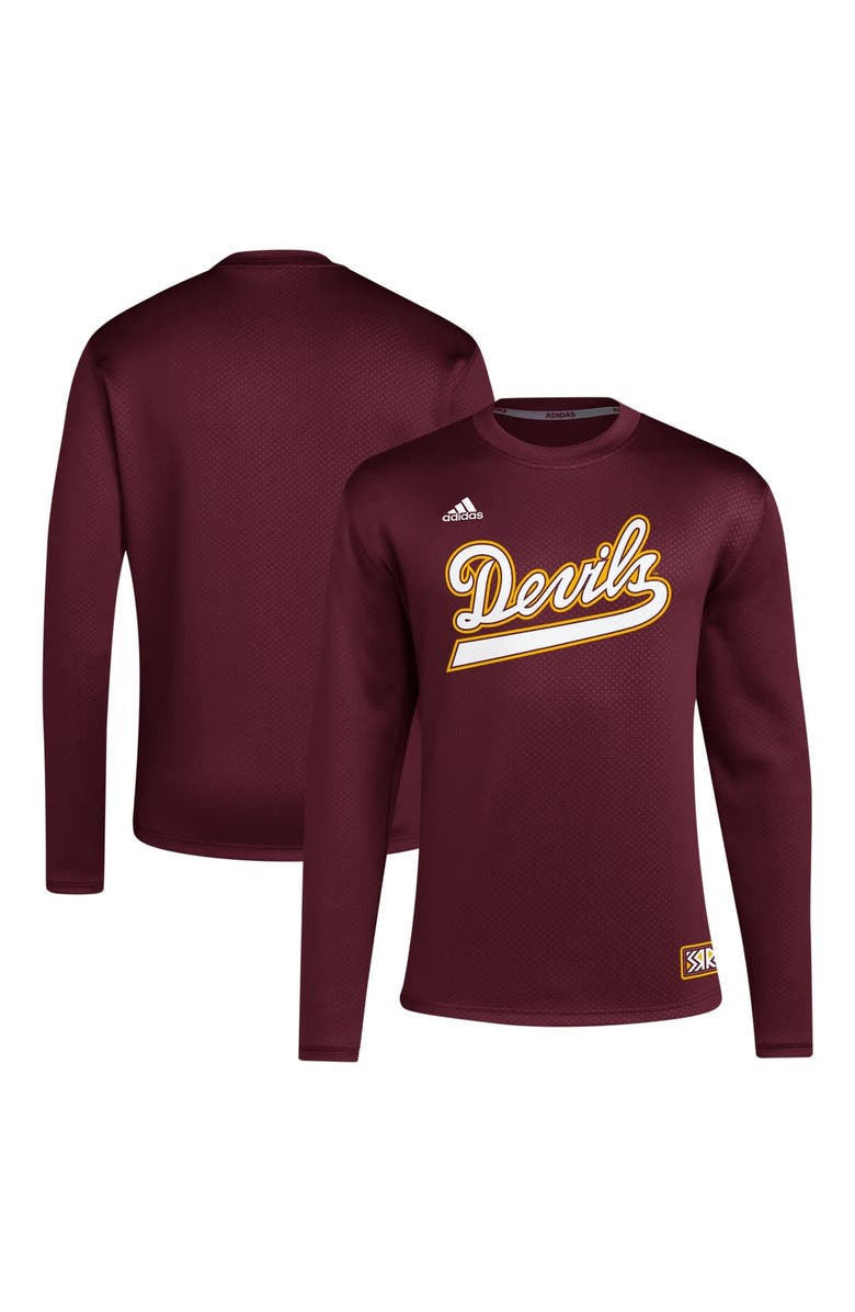 adidas Men's adidas Maroon Arizona State Sun Devils Reverse Retro Baseball Script Pullover Sweatshirt, Main, color, Maroon
