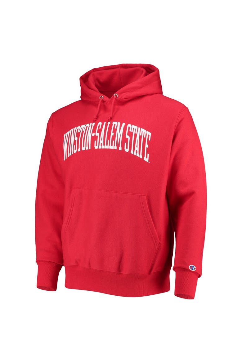 Men's Champion Red Winston-Salem State Rams Tall Arch Pullover Hoodie, Alternate, color, Red