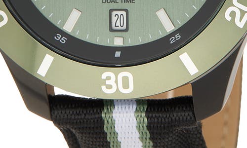 Lacoste Toronga Dual Time Leather & Textile Strap Chronograph Watch, 44mm In Green