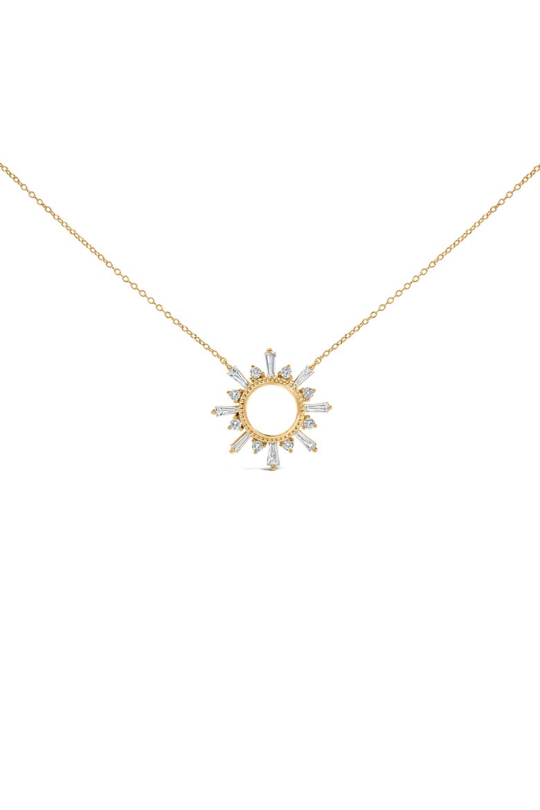 14K Yellow Gold Plated Sterling Silver 5/8 Cttw Diamond Open Starburst Pendant Necklace, Main, color, Yellow Gold over Silver