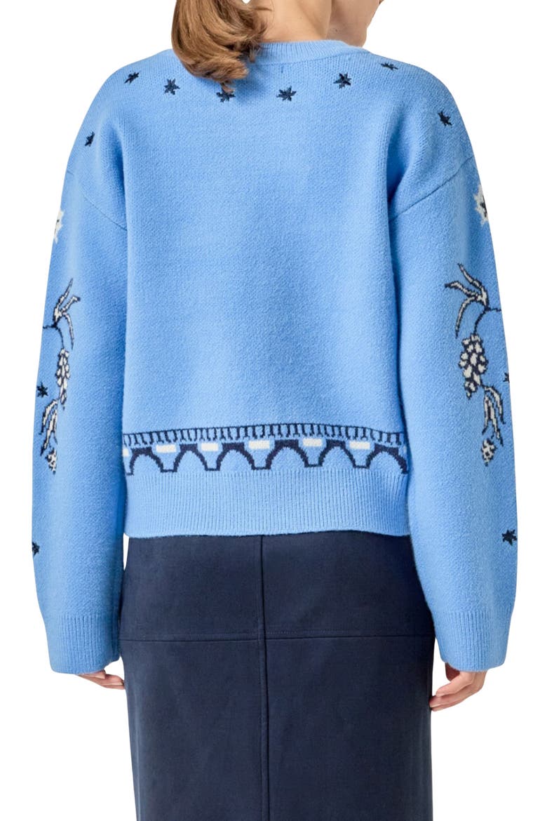 Townhouse Holiday Sweater, Alternate, color, CORNFLOWER BLUE