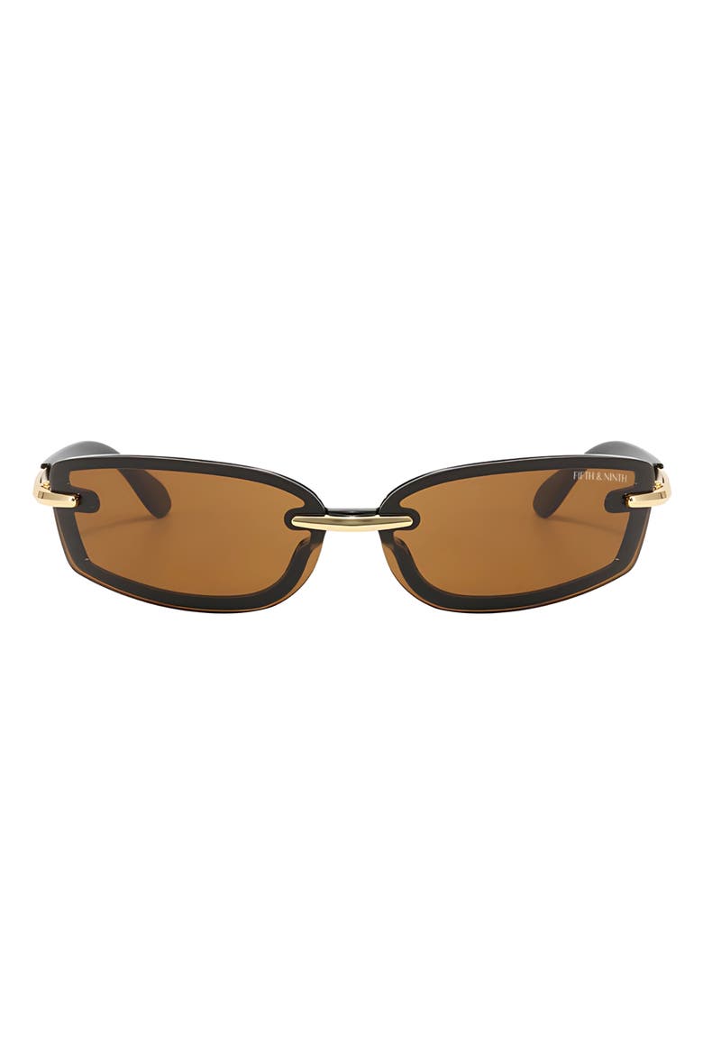 Zuri 66mm Oversize Rectangular Sunglasses, Main, color, BROWN/ GOLD