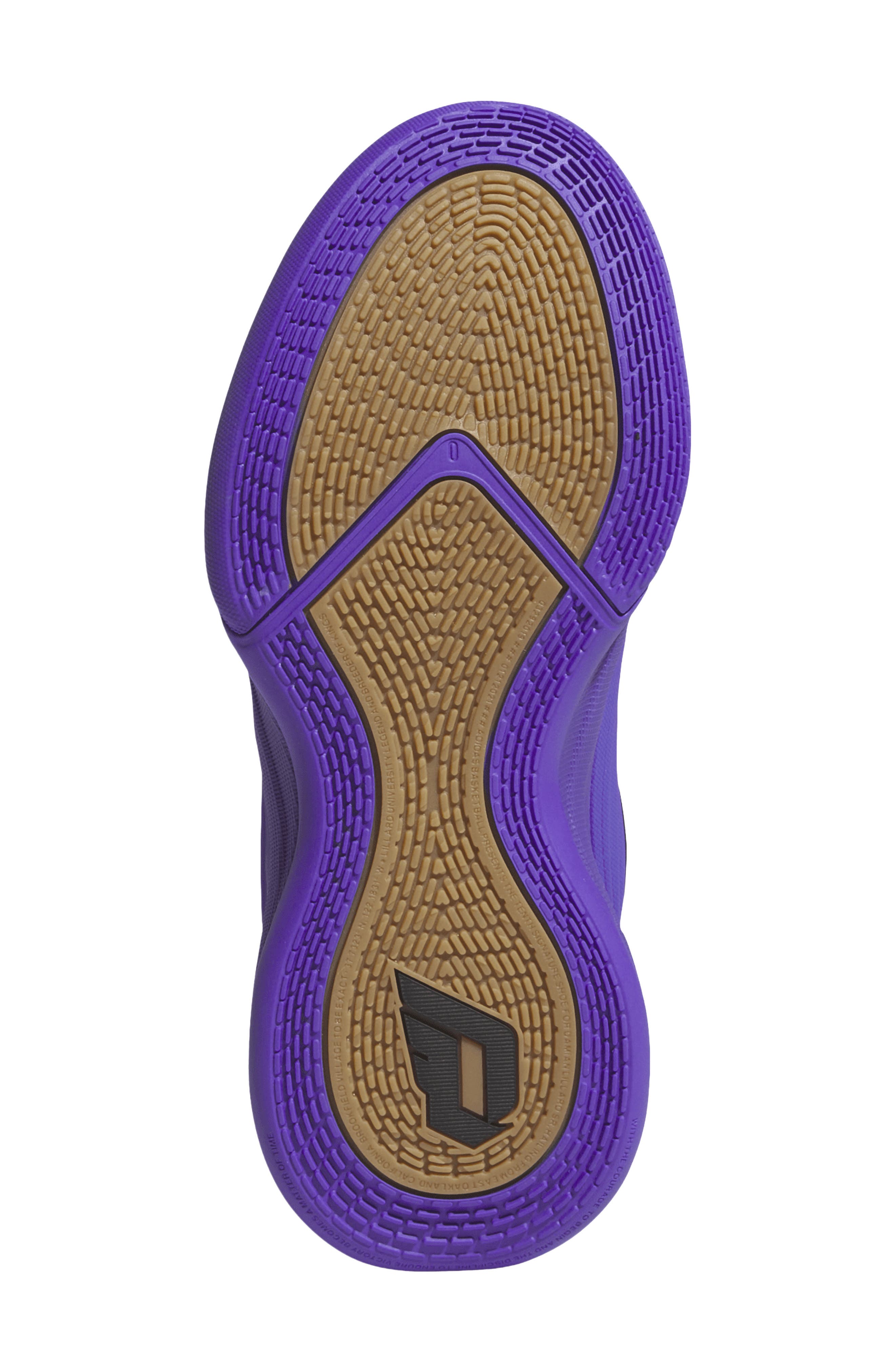 adidas Kids
 Dame X Basketball Shoe, Alternate, color, Purple Rush/Black/Court Green