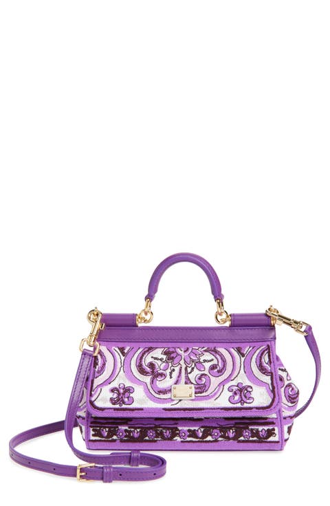 Small Sicily Majolica Embroidered Canvas Satchel