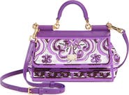 Dolce&Gabbana Small Sicily Majolica Embroidered Canvas Satchel