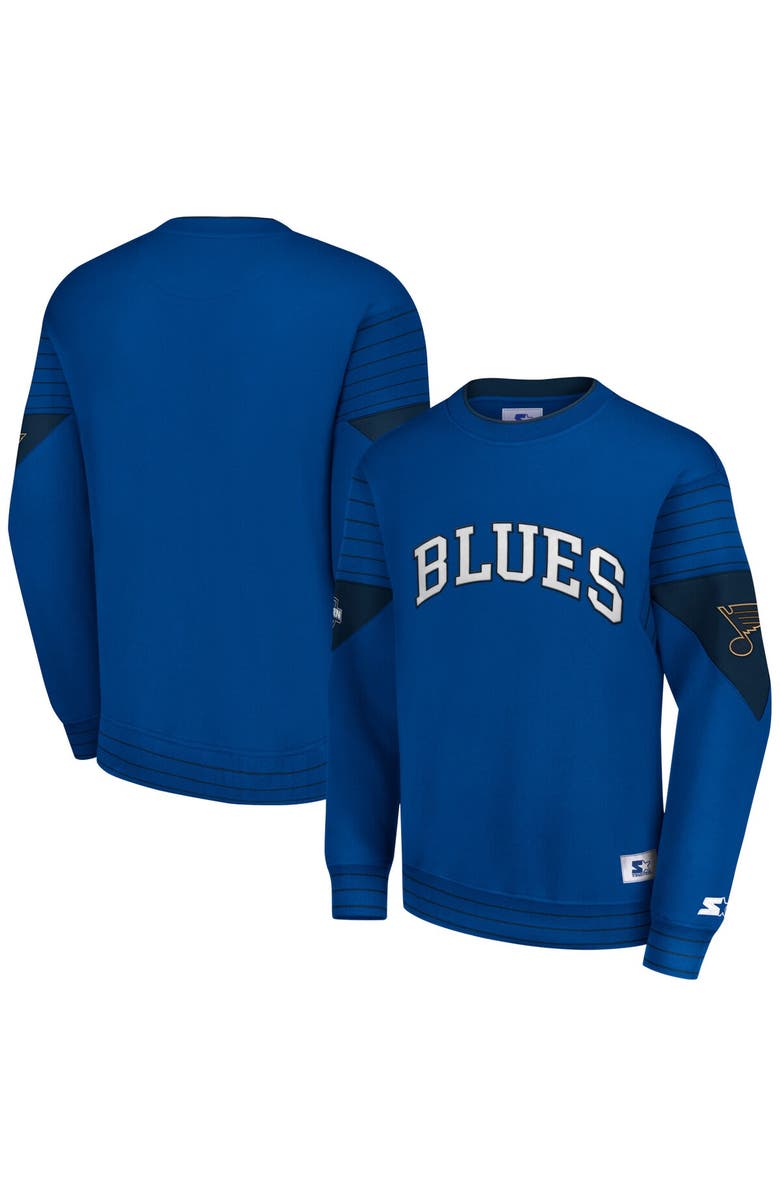STARTER Men's Starter  Blue St. Louis Blues Faceoff Pullover Sweatshirt, Main, color, Blue