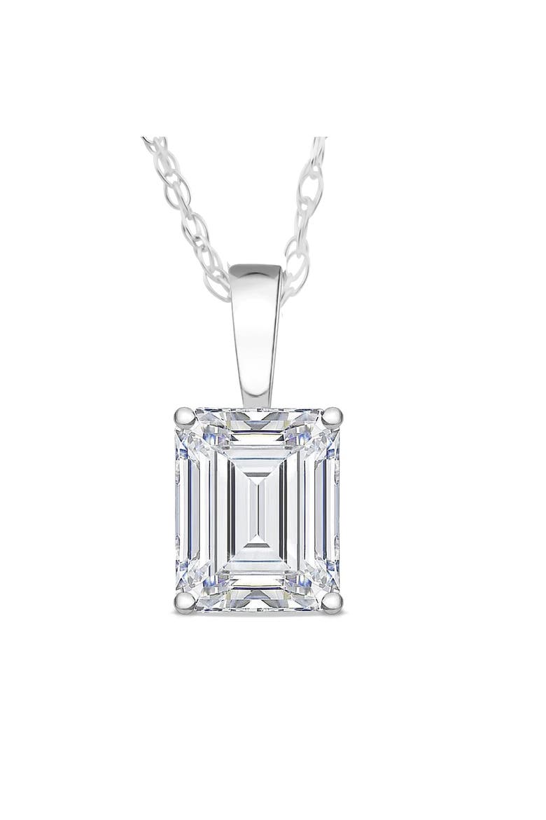 2 Ct Emerald Diamond Solitaire Pendant 14k Gold Lab Grown, Main, color, 14k White Gold