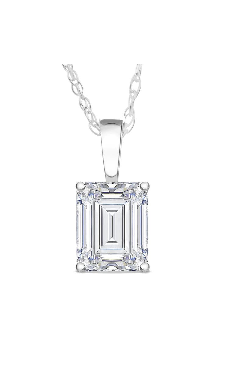 Bliss Diamond 2 Ct Emerald Diamond Solitaire Pendant 14k Gold Lab Grown, Main, color, 14K White Gold