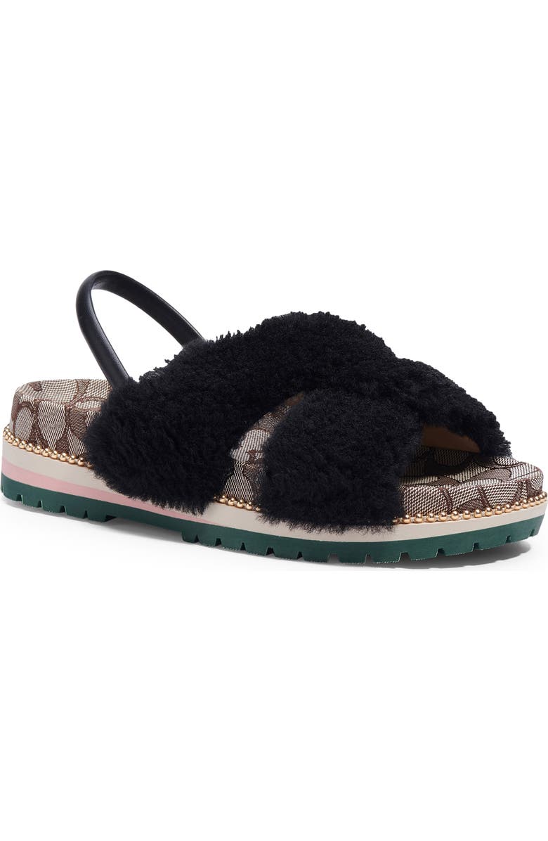 COACH Tally Genuine Shearling Sandal, Main, color,