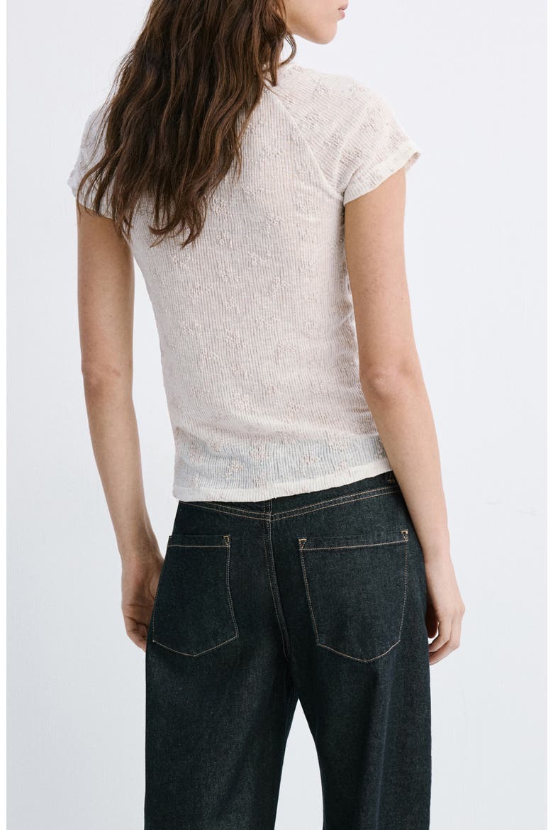 Raised Embroidery T-Shirt, Alternate, color, ECRU