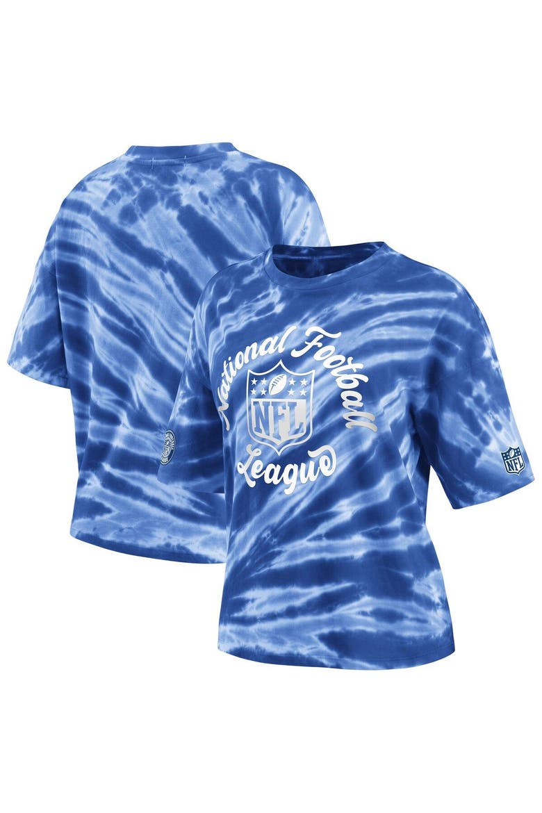 Women's WEAR by Erin Andrews Blue NFL Tie-Dye T-Shirt, Main, color, Blue