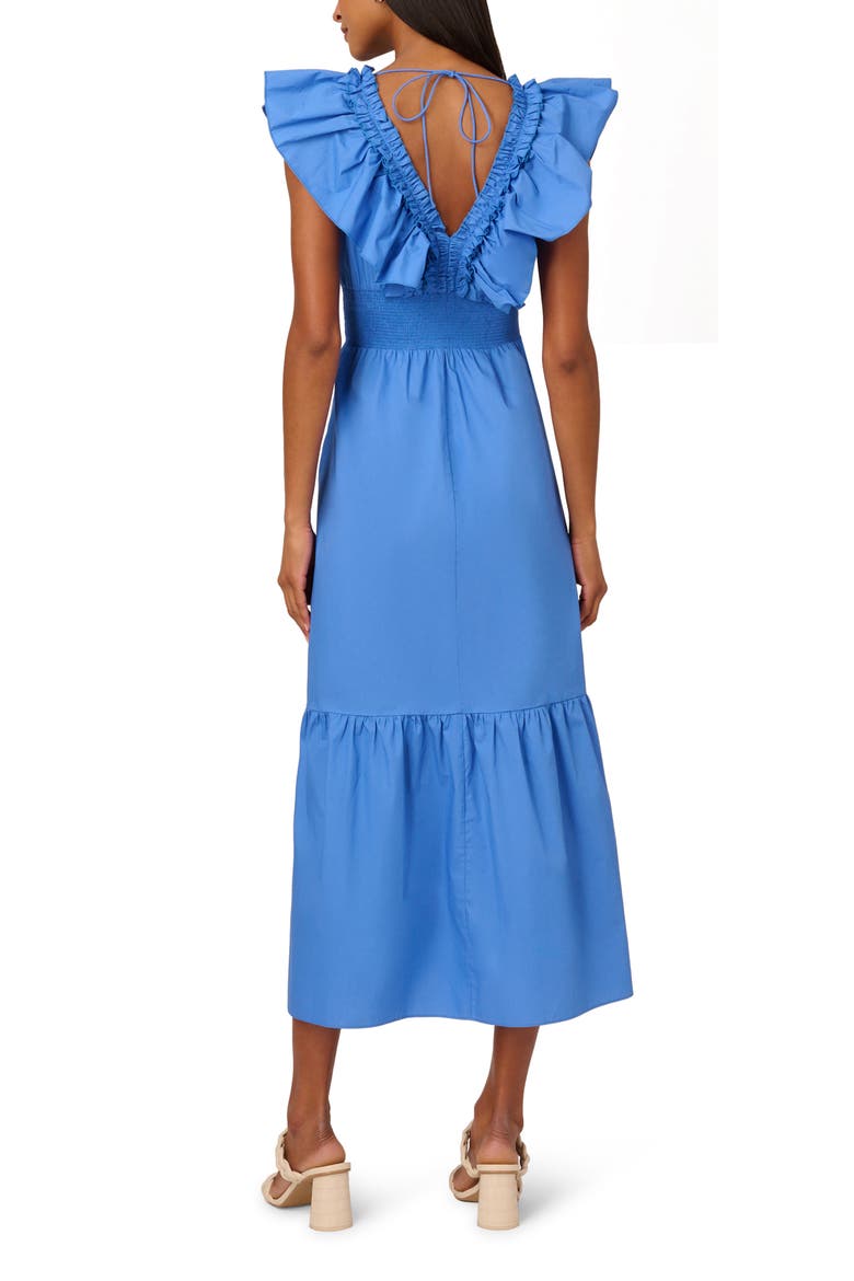 Ruffle Smocked Waist Maxi Dress, Alternate, color, COOL WATER