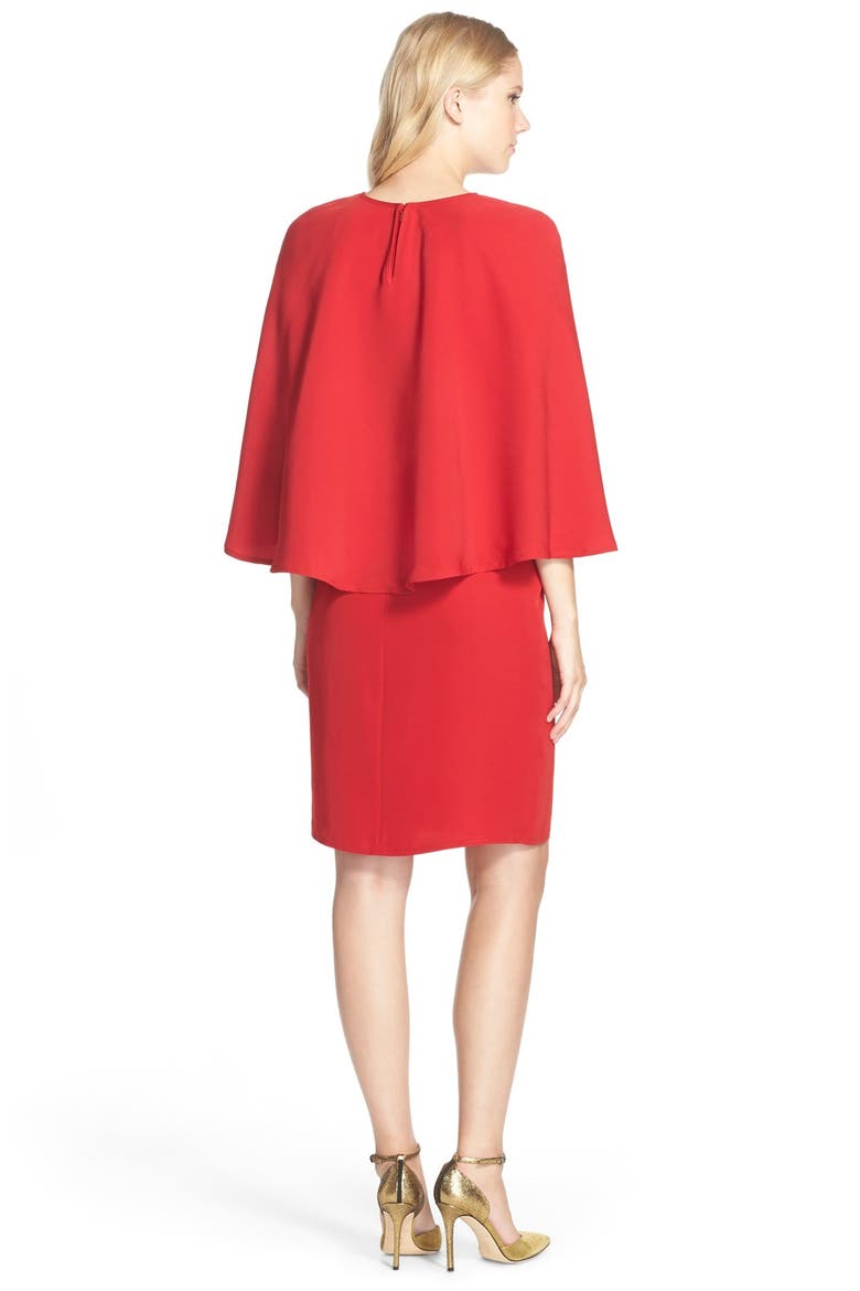 Cape Back Crepe Sheath Dress, Alternate, color, FLAME