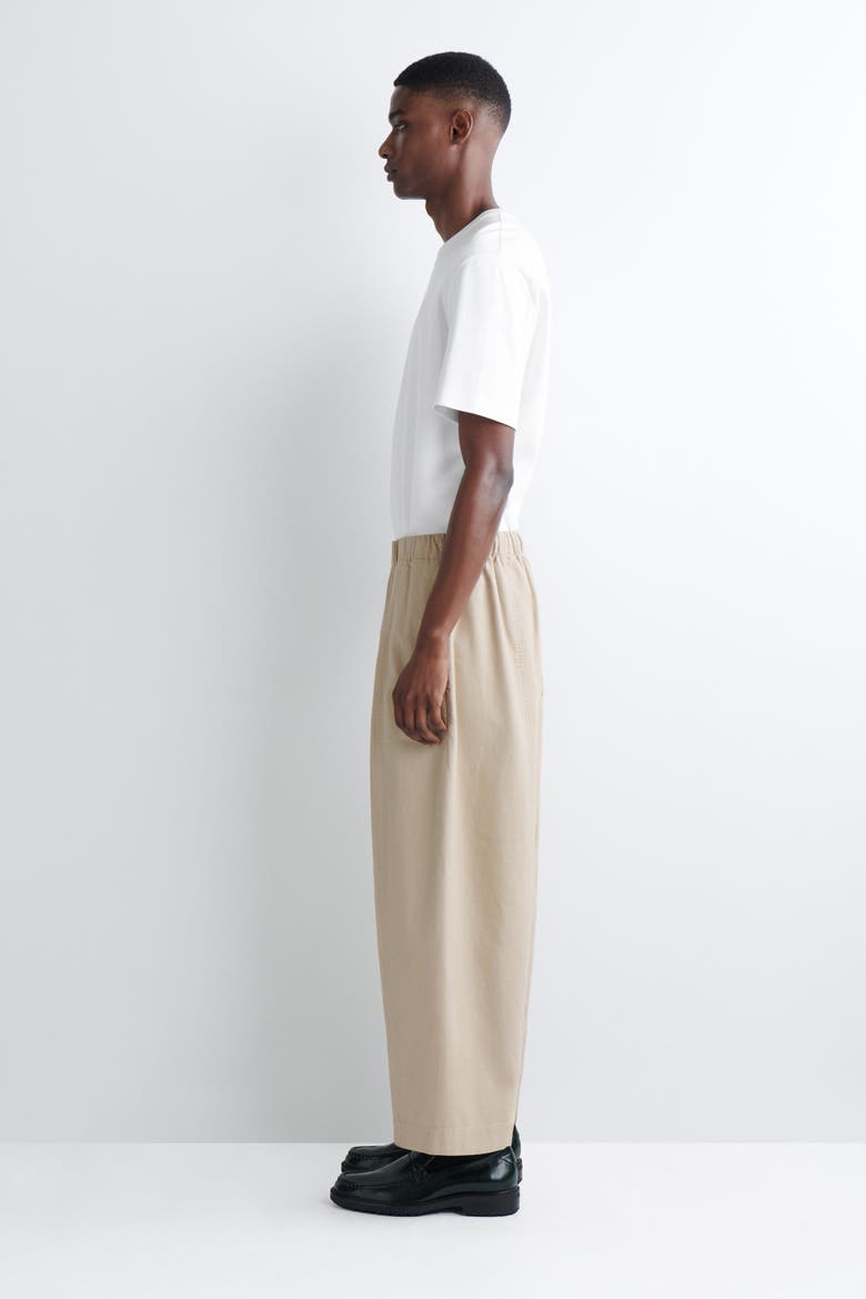 Cotton Cropped Barrel-Leg Pants, Alternate, color, BEIGE
