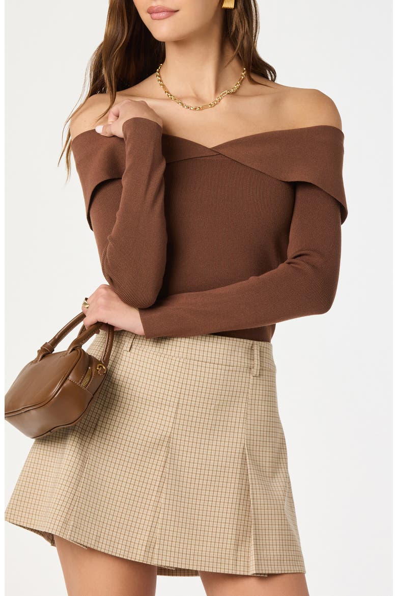 Off the Shoulder Sweater, Main, color, BROWN