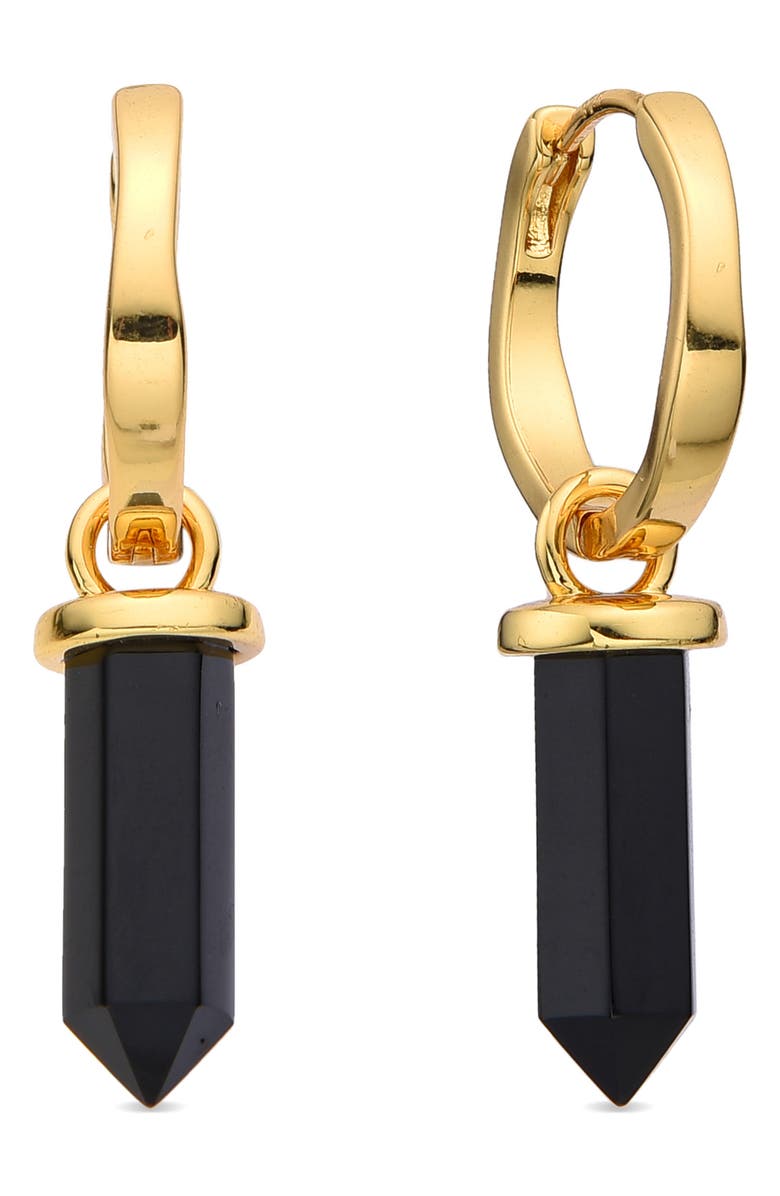 EYE CANDY LOS ANGELES Quartz Huggie Hoop Earrings, Main, color, Gold/Black