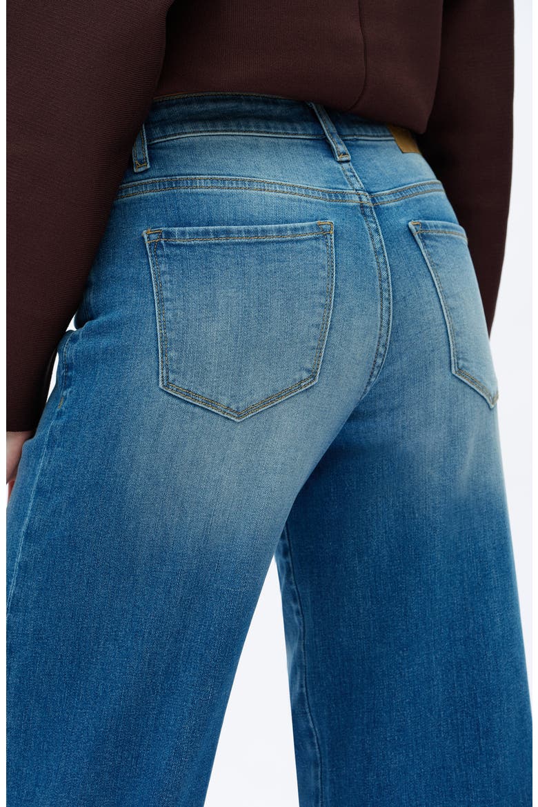 Cuffed Wide Leg Jeans, Alternate, color, MEDIUM BLUE