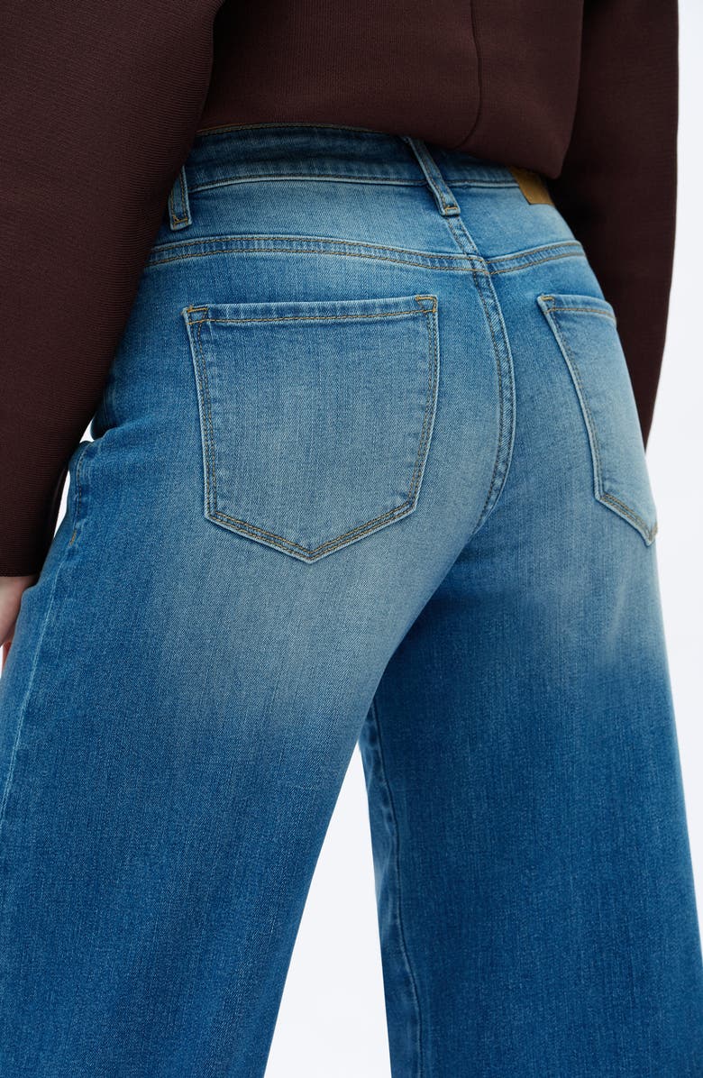 Bayeas Cuffed Wide Leg Jeans, Alternate, color, Medium Blue